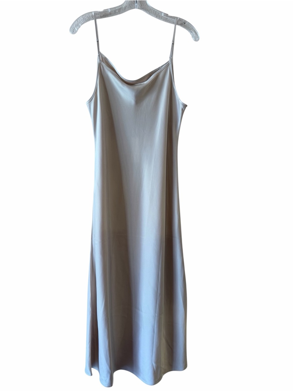 Cupcakes And Cashmere Satin Slip Dress Maxi Ivory Champagne Minimalist Sz L NWT - Picture 3 of 8